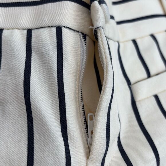 Anthropologie Essential Slim Pinstriped Pants‎ Mid -Rise Cream Navy size 0 - Picture 5 of 16